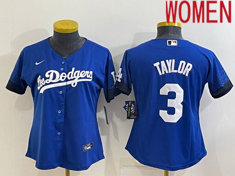 Women Los Angeles Dodgers 3 Taylor Blue City Edition Nike 2022 MLB Jerseys